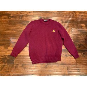 Swandri Mens Maroon Wool  Long Sleeve Crewneck Sweater, Size XL
